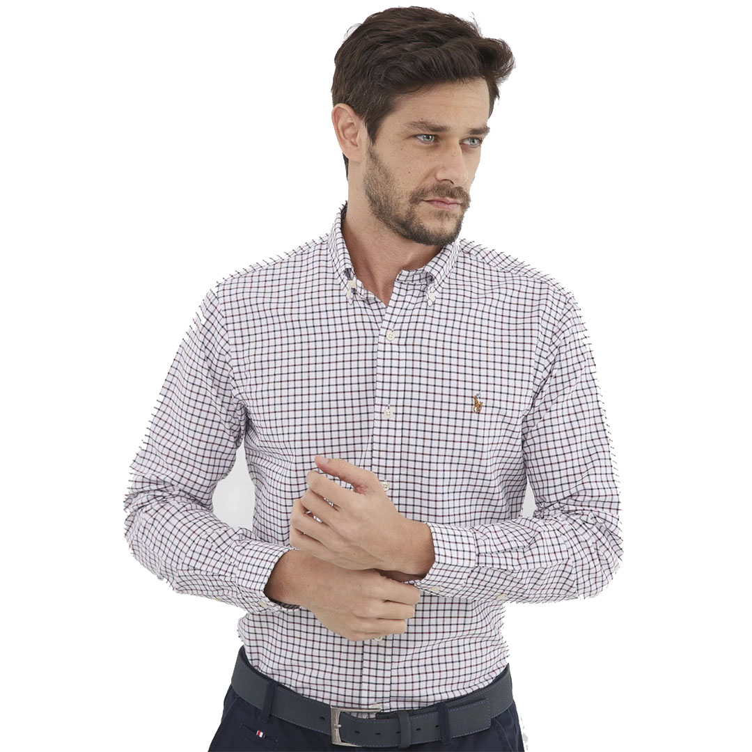 Camisa m/l-oxford custom-4135B WHITE/BERRY