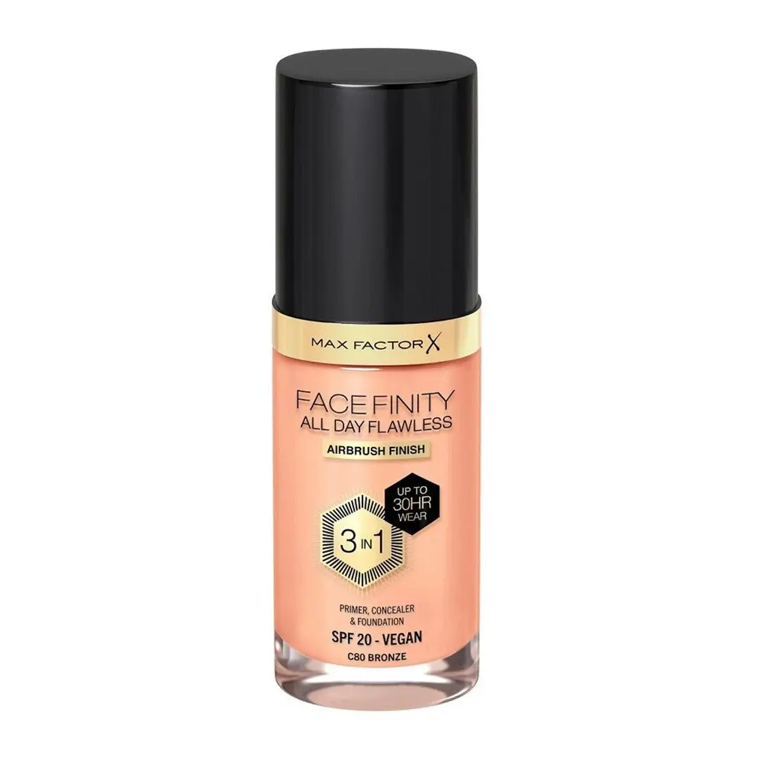FACEFINITY ALL DAY FLAWLESS LIQ FOUNDATION 3 IN 1, BRONZE