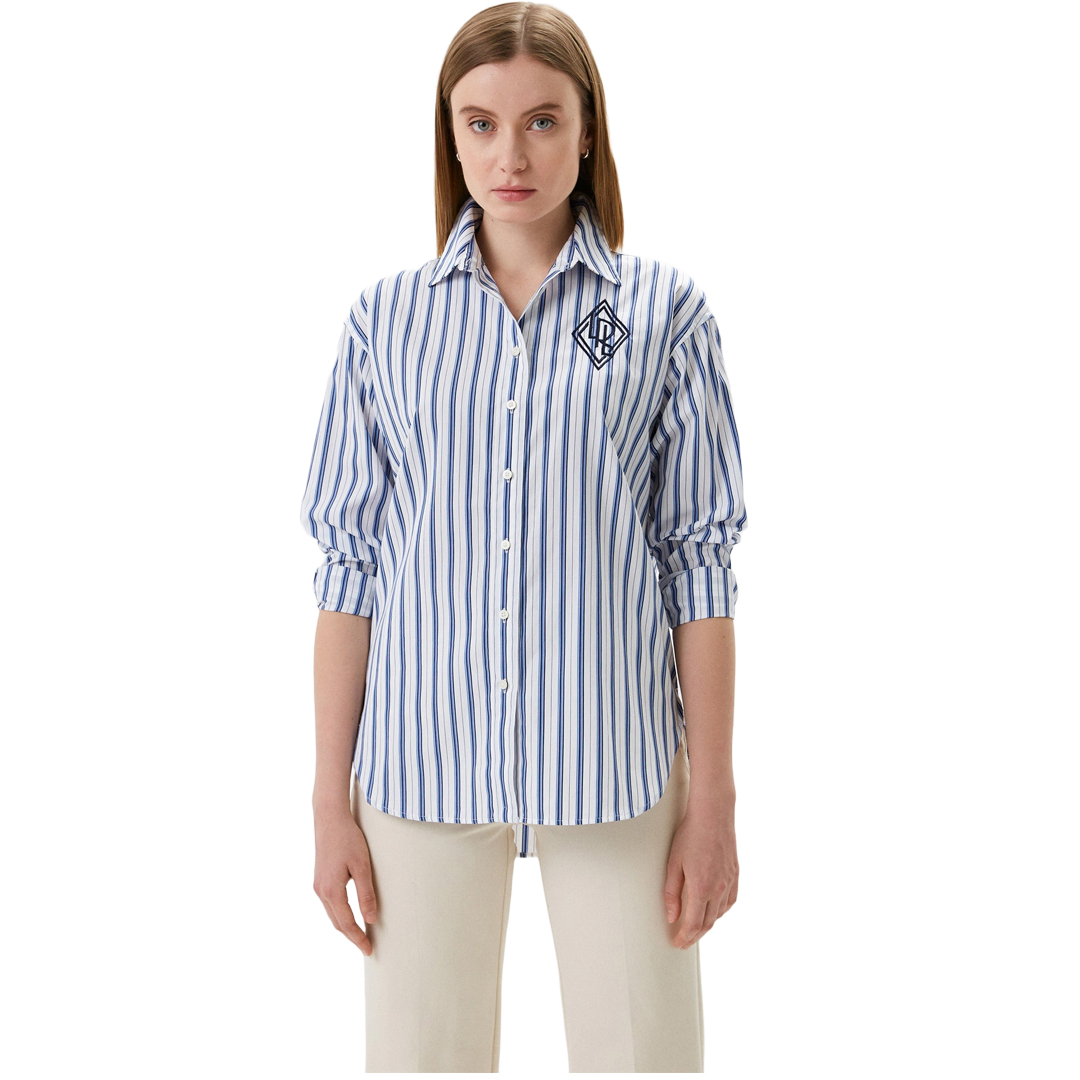 CAMISA M/L DAMA LAUREN-BLUE/WHITE