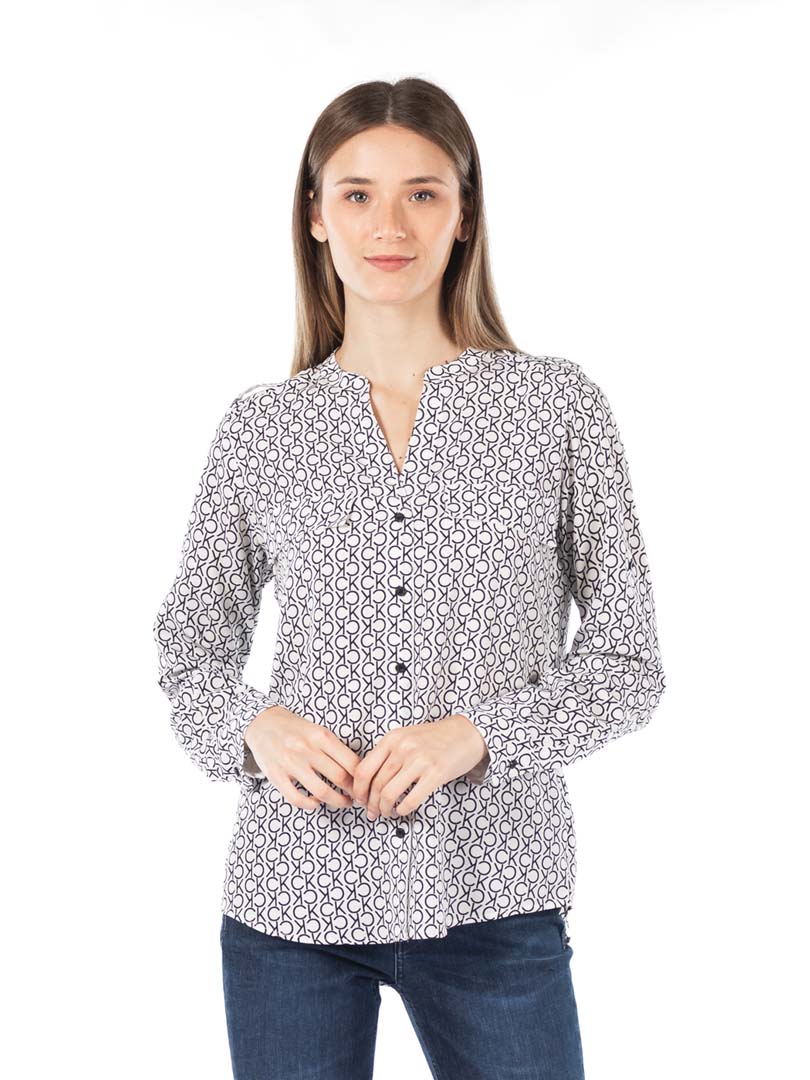 BLUSA DAMA M/L-SF WT/BLK4