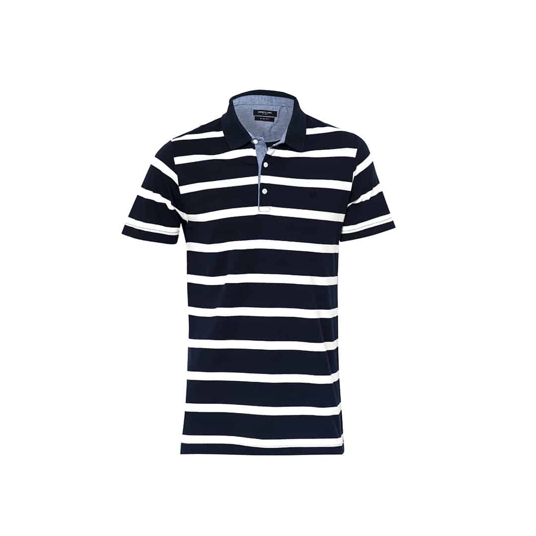 REMERA CUELLO POLO CAB NAVY STRIP