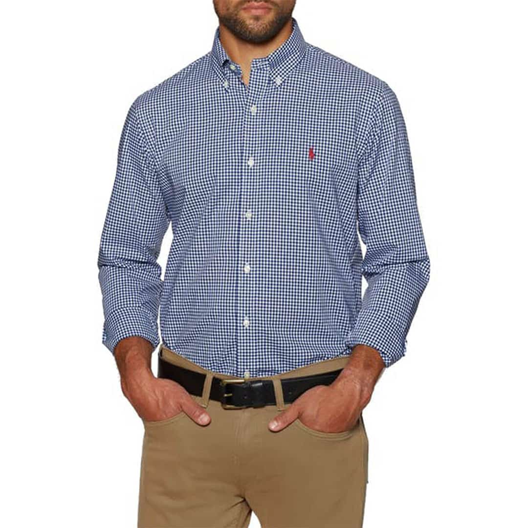 Camisa m/l-poplin custom-4656A NAVY/WHITE