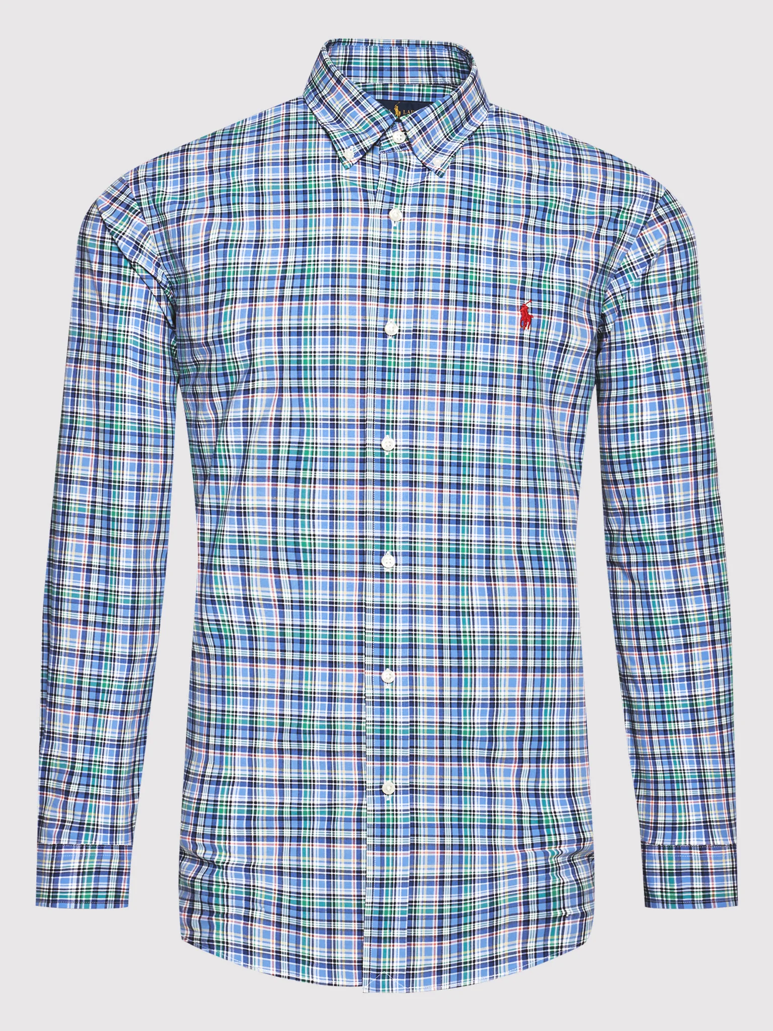 CAMISA M/L CUADROS-5456B BLUE/LIME MULTI