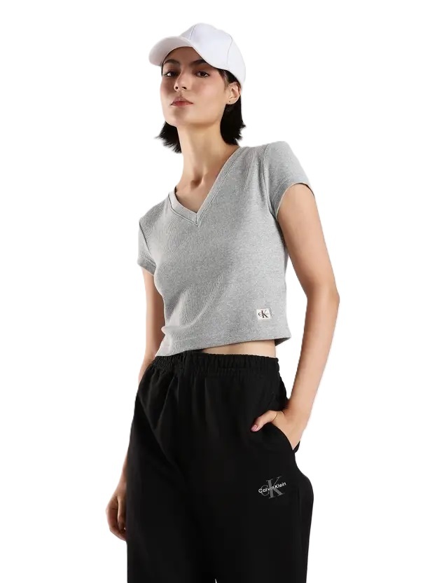 T-SHIRT DAMA-BC06 GREY HEATHER